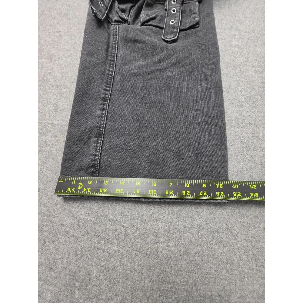Aelfric Eden Baggy Jeans Women 26 Black Denim Utility Pocket Wide Leg Streetwear